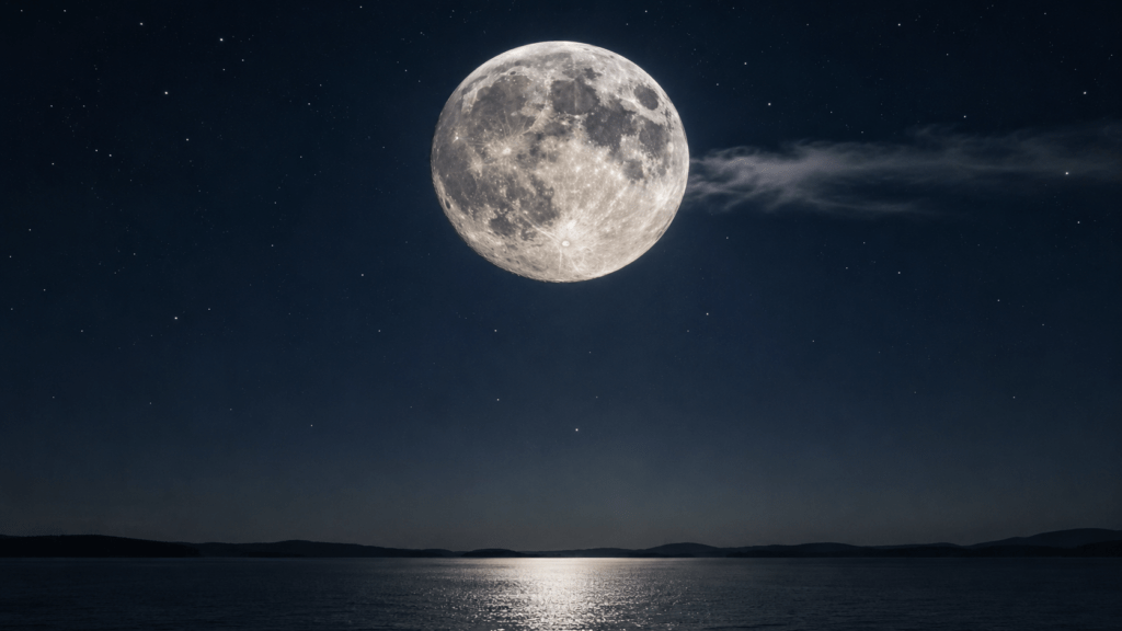 Rytuały na pełnię Księżyca – jasna pełnia Księżyca na czystym nocnym niebie